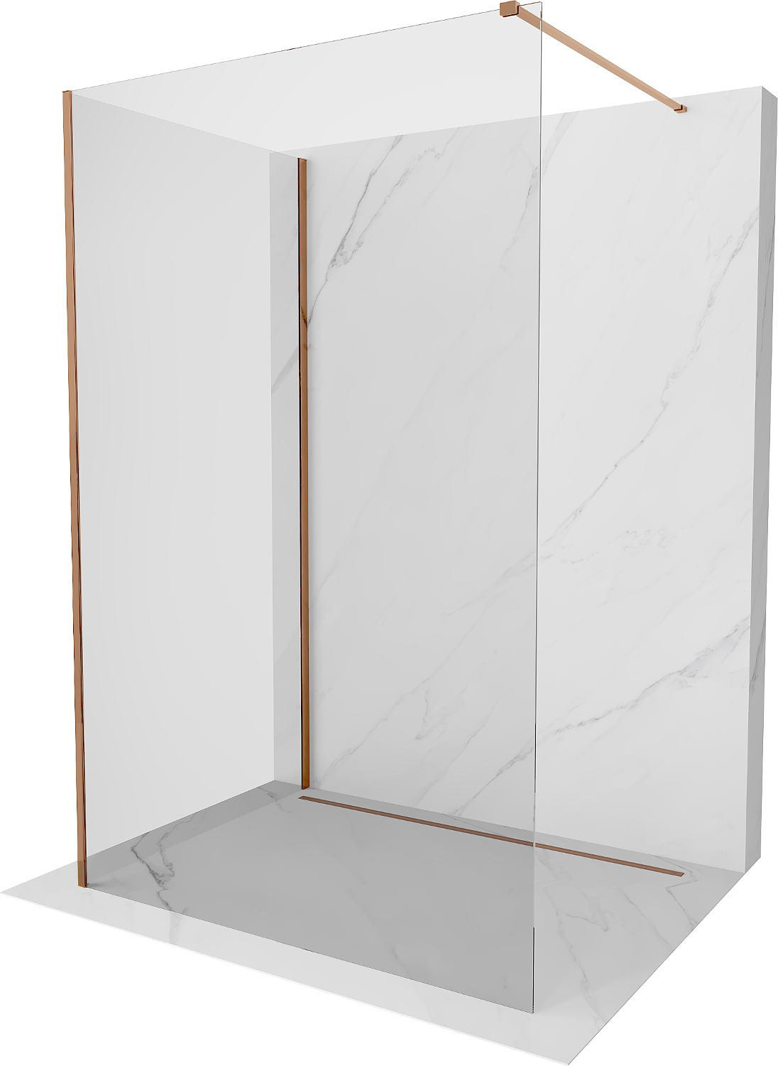 Mexen Kioto Duschwand Walk-in 140 x 85 cm, transparent, roségold - 800-140-212-60-00-085