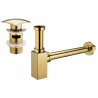 Mexen quadratischer Waschbecken-Halbsyphon mit Klick-Klack-Verschluss, mit Überlauf, gold - 7992660-50
