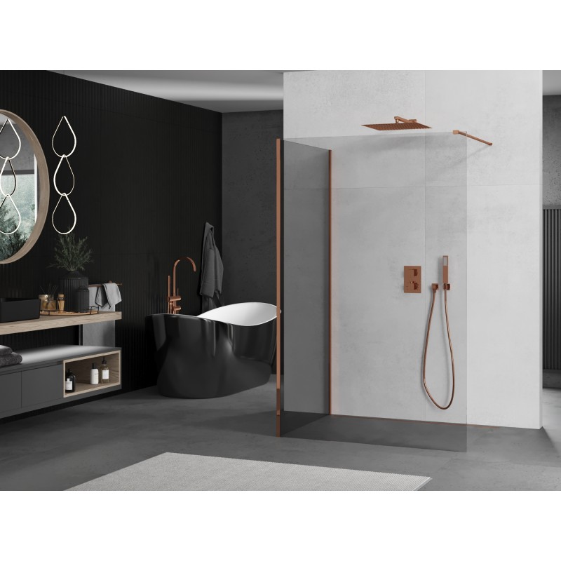 Mexen Kioto Duschwand Walk-in 110 x 100 cm, transparent, Roségold - 800-110-212-60-00-100