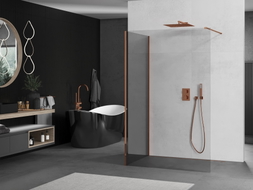 Mexen Kioto Duschwand Walk-in 135 x 110 cm, transparent, Roségold - 800-135-212-60-00-110