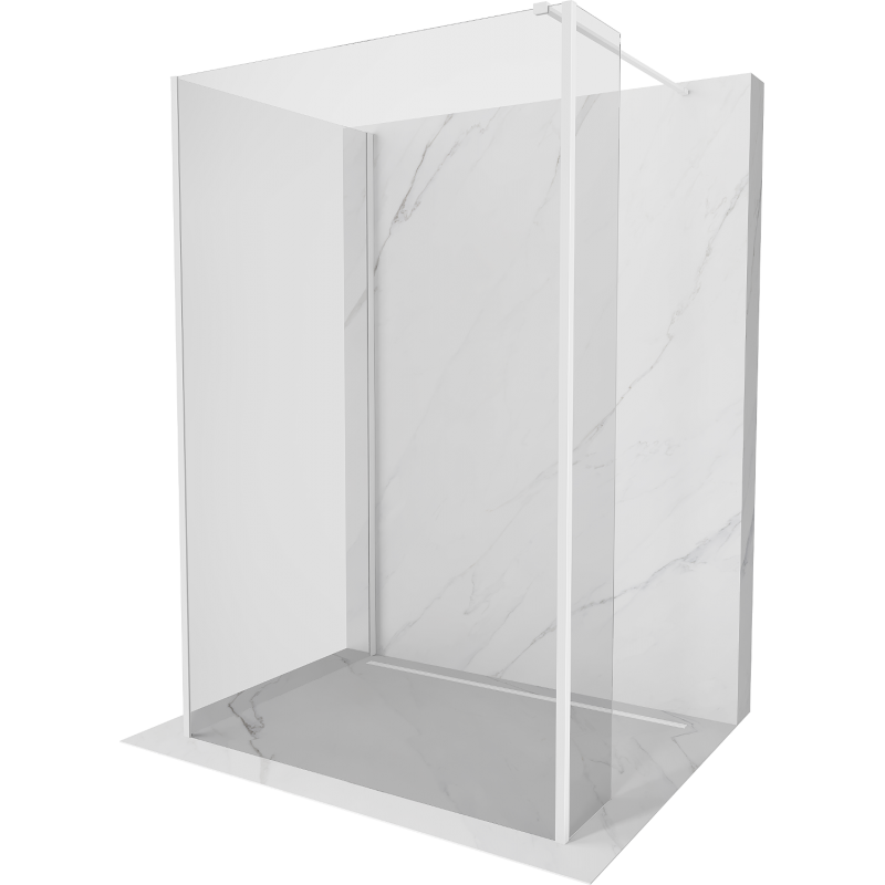 Mexen Kioto Duschwand Walk-in 110 x 70 x 30 cm, transparent, weiß - 800-110-070-221-20-00-030