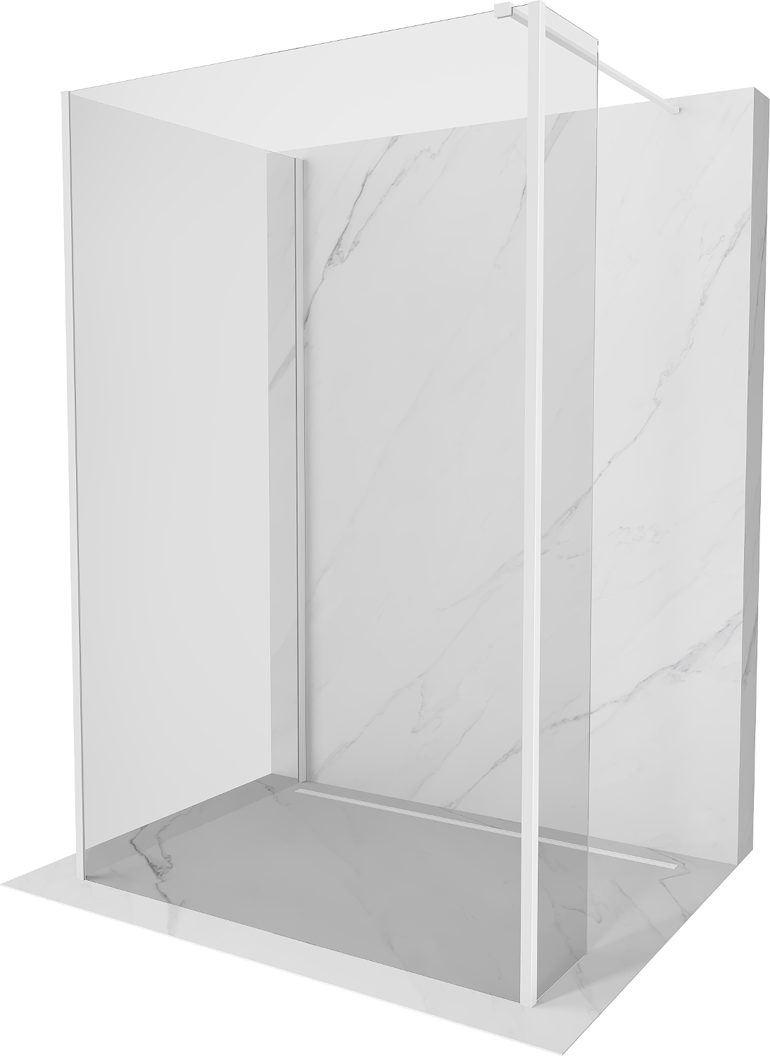 Mexen Kioto Duschwand Walk-in 110 x 70 x 30 cm, transparent, weiß - 800-110-070-221-20-00-030