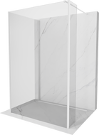 Mexen Kioto Duschwand Walk-in 110 x 80 x 30 cm, transparent, weiß - 800-110-080-221-20-00-030