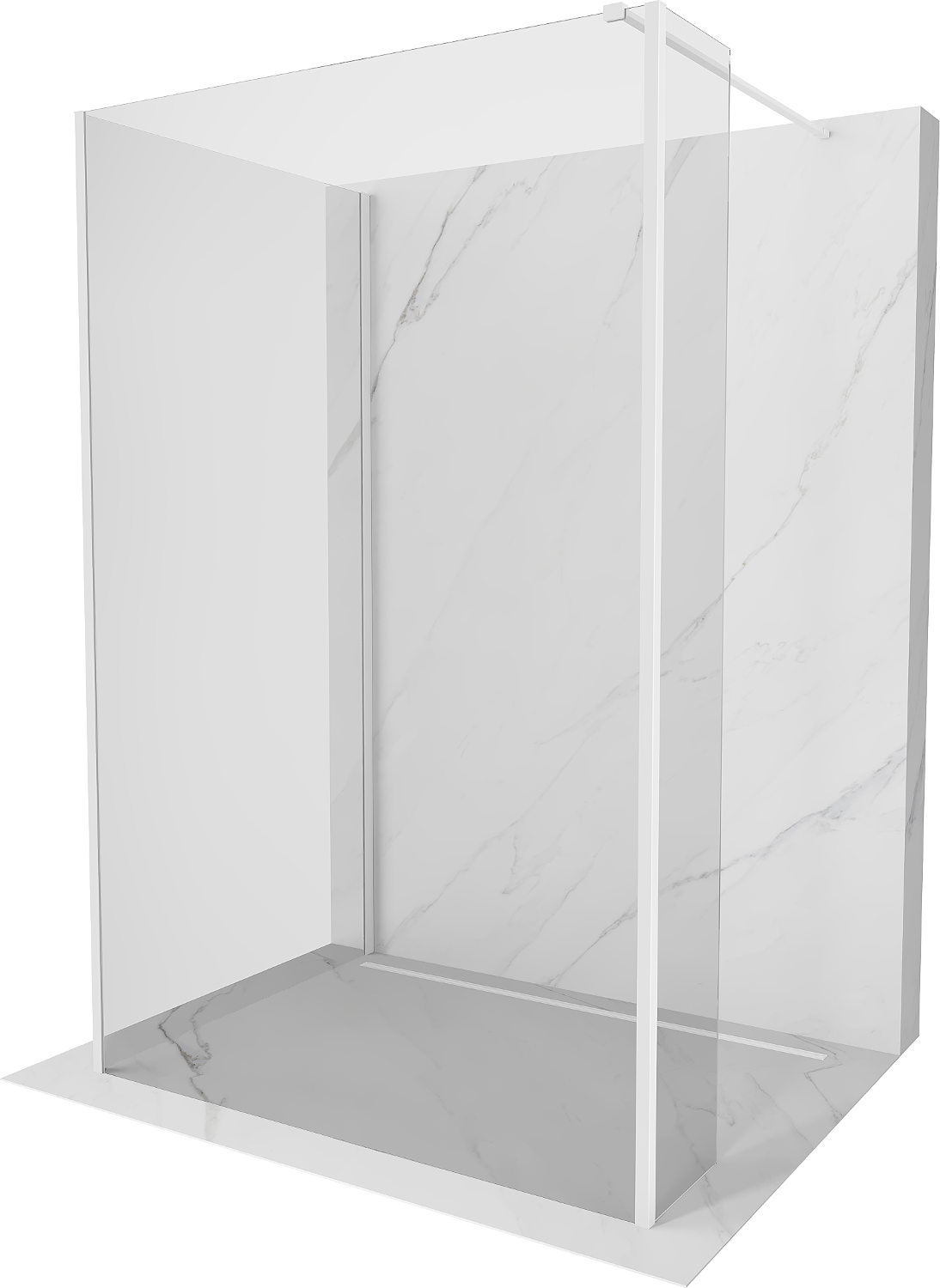 Mexen Kioto Walk-In Duschwand 130 x 80 x 30 cm, transparent, weiß - 800-130-080-221-20-00-030