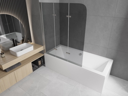 Mexen Felix 3-fach faltbare Badewannenabtrennung 120 x 140 cm, Graphit, Chrom - 890-120-003-01-40