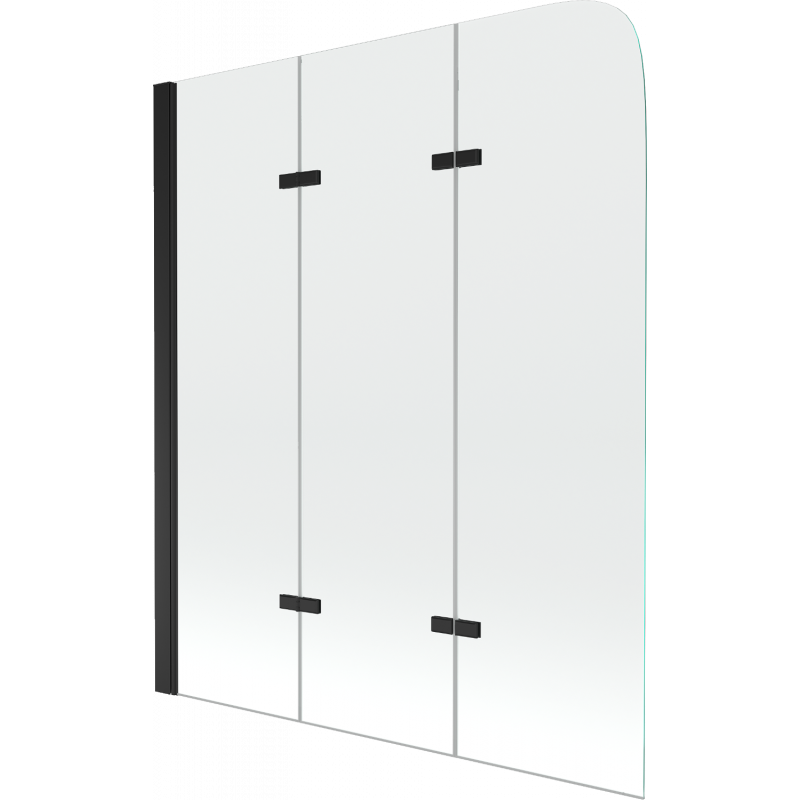 Mexen Felix 3-flügelige Badewannenabtrennung 120 x 140 cm, transparent, schwarz - 890-120-003-70-00