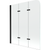 Mexen Felix 3-flügelige Badewannenabtrennung 120 x 140 cm, transparent, schwarz - 890-120-003-70-00