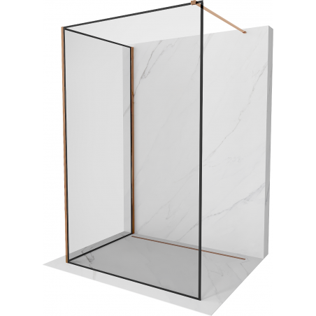 Mexen Kioto Duschwand Walk-in 120 x 100 cm, schwarzer Rahmen, Roségold - 800-120-212-60-70-100