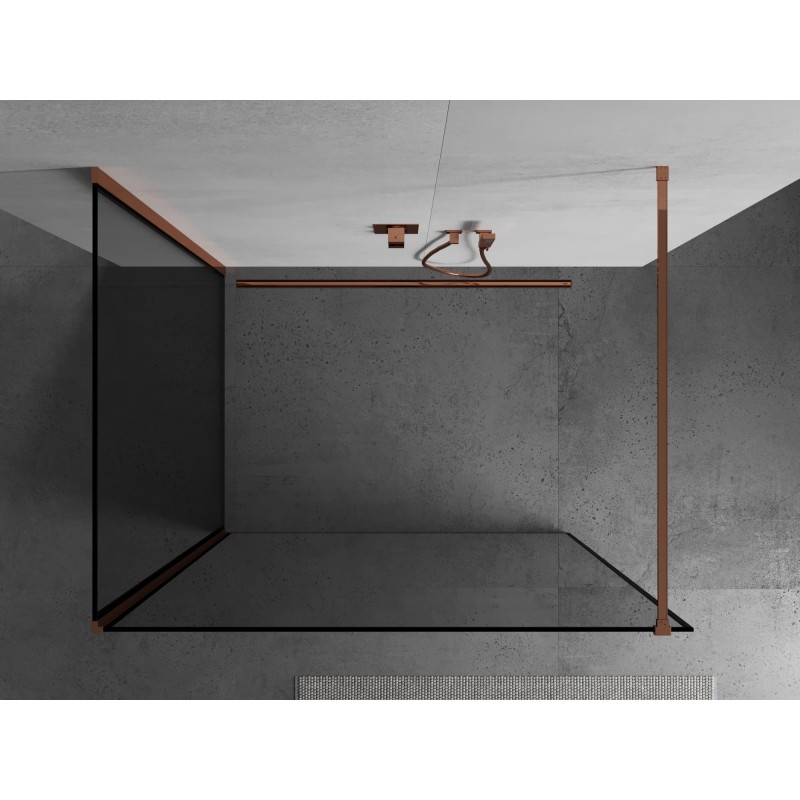 Mexen Kioto Duschwand Walk-in 130 x 120 cm, schwarzer Rahmen, Roségold - 800-130-212-60-70-120