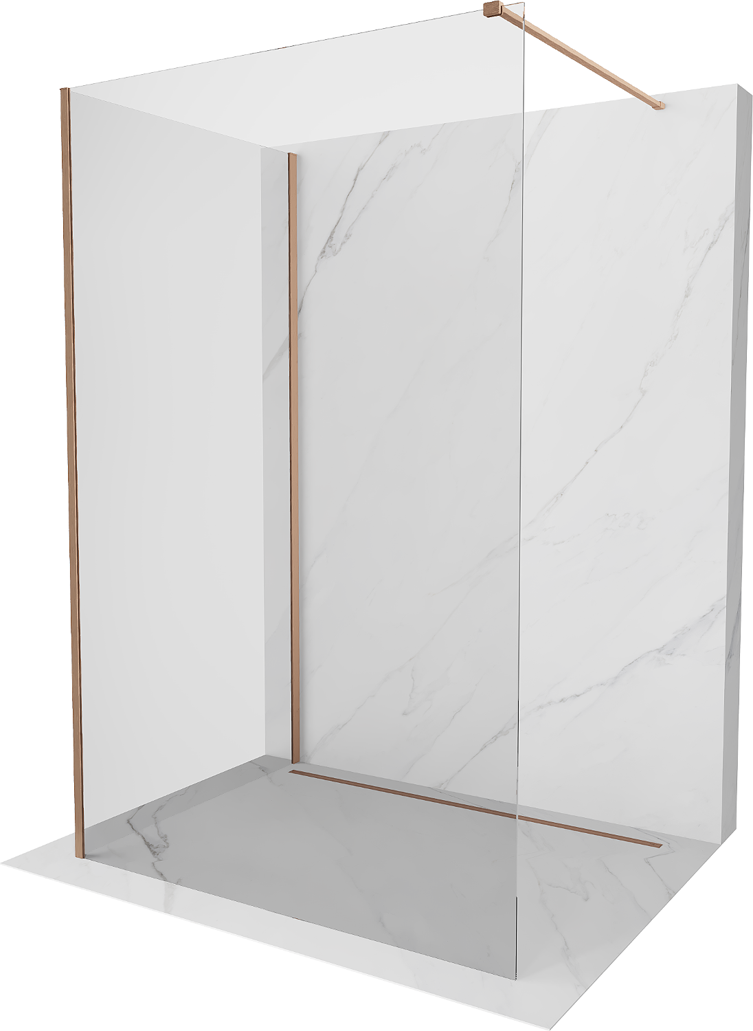 Mexen Kioto Duschwand Walk-in 120 x 70 cm, transparent, gebürstetes Messing - 800-120-212-65-00-070