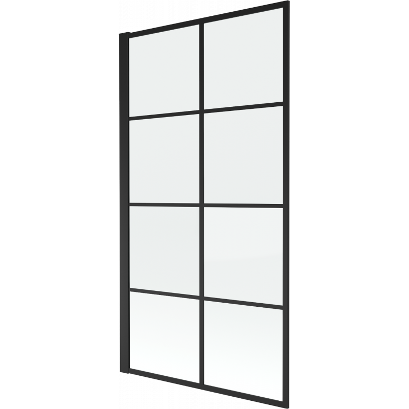 Mexen Alex 1-flügelige Badewannenabtrennung 80 x 140 cm, schwarzes Gitter fix - 893-080-000-70-77
