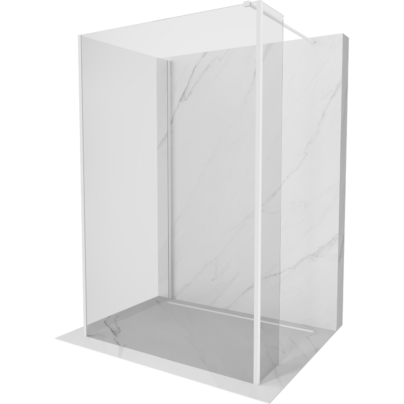 Mexen Kioto Duschwand Walk-in 100 x 80 x 40 cm, transparent, weiß - 800-100-080-221-20-00-040