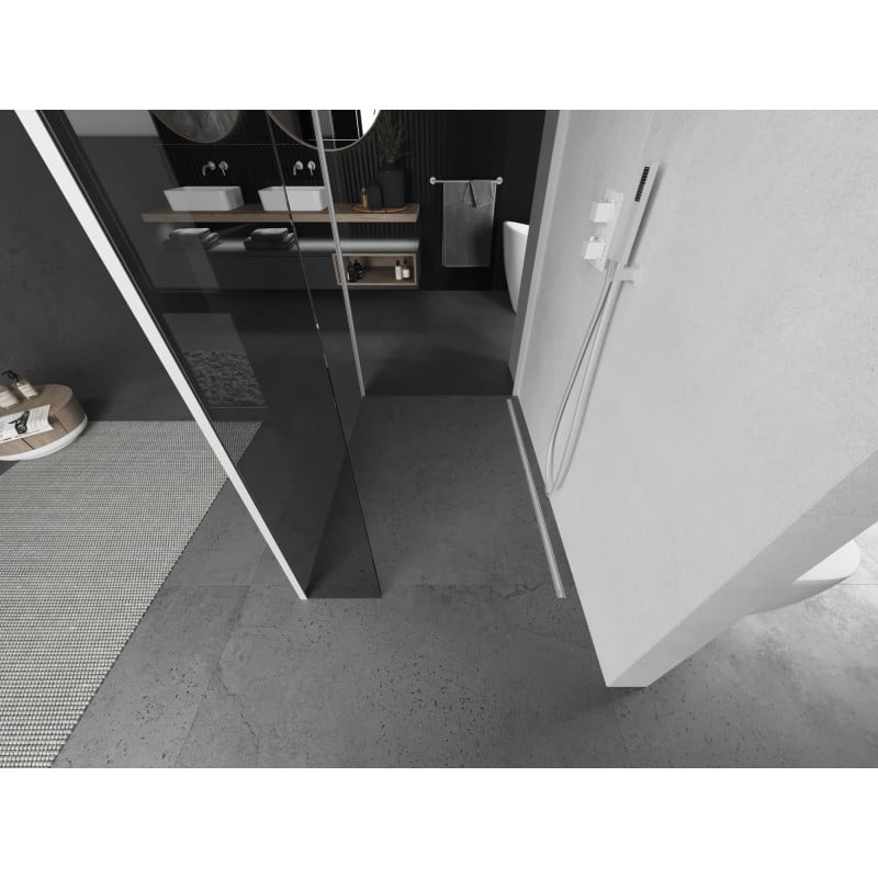Mexen Kioto Duschwand Walk-in 110 x 85 x 40 cm, transparent, weiß - 800-110-085-221-20-00-040