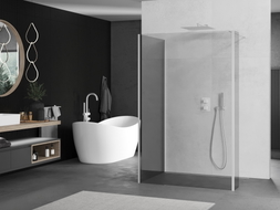 Mexen Kioto Duschwand Walk-in 125 x 110 x 40 cm, transparent, weiß - 800-125-110-221-20-00-040