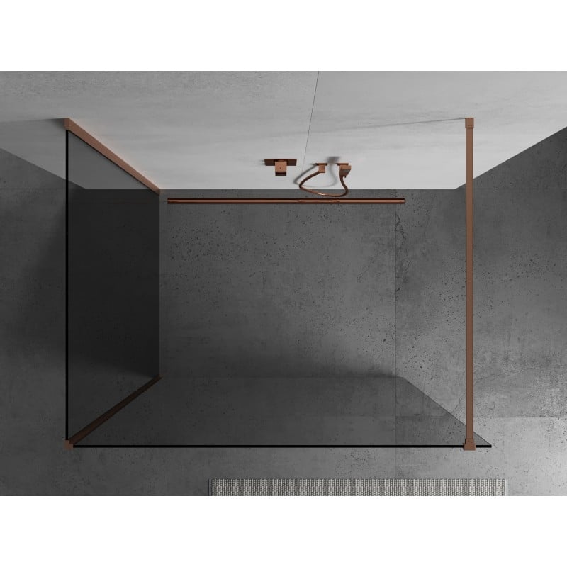 Mexen Kioto Duschwand Walk-in 105 x 100 cm, transparent, gebürstetes Kupfer - 800-105-212-65-00-100