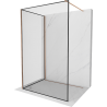 Mexen Kioto Duschwand Walk-in 100 x 80 cm, schwarzer Rahmen, gebürstetes Kupfer - 800-100-212-65-70-080