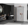 Mexen Kioto Duschwand Walk-in 100 x 80 cm, schwarzer Rahmen, gebürstetes Kupfer - 800-100-212-65-70-080