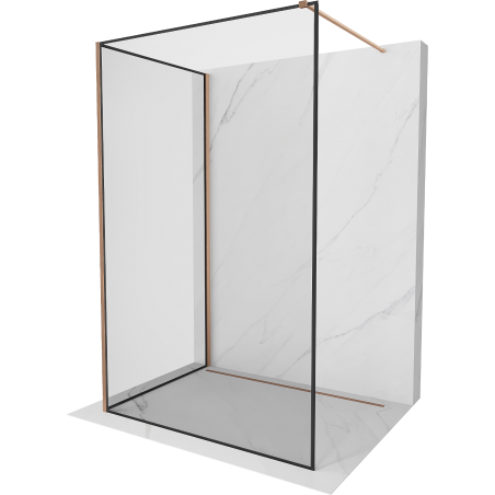 Mexen Kioto Duschwand Walk-in 140 x 90 cm, schwarzer Rahmen, gebürstetes Kupfer - 800-140-212-65-70-090