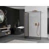 Mexen Kioto Duschwand Walk-in 140 x 110 cm, schwarzer Rahmen, gebürstetes Kupfer - 800-140-212-65-70-110