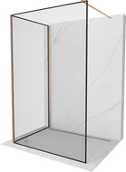 Mexen Kioto Duschwand Walk-in 140 x 120 cm, schwarzer Rahmen, gebürstetes Kupfer - 800-140-212-65-70-120
