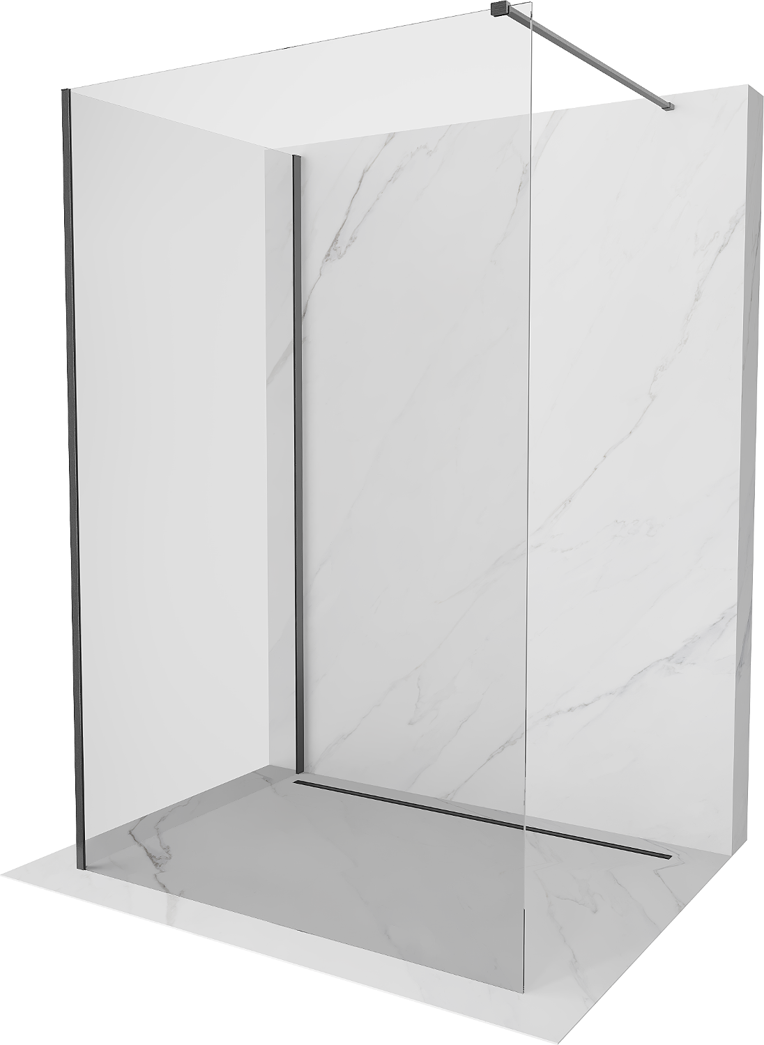 Mexen Kioto Walk-in Duschwand 110 x 70 cm, transparent, gun gray gebürstet - 800-110-212-66-00-070