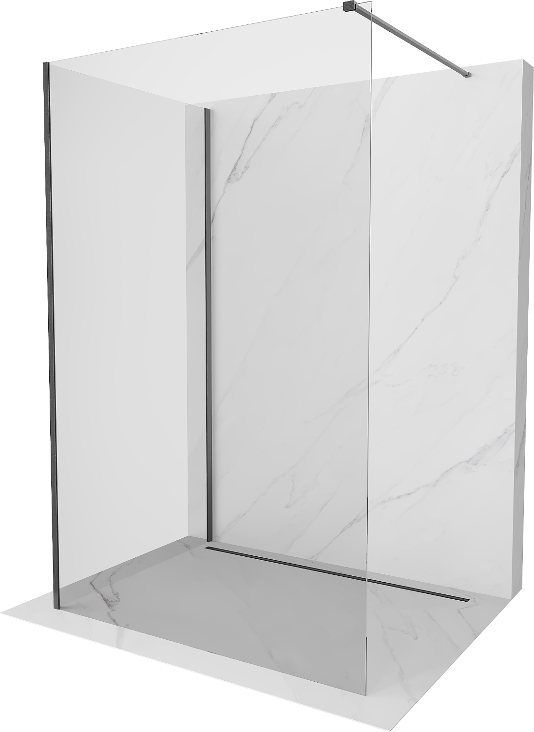 Mexen Kioto Duschwand Walk-in 120 x 70 cm, transparent, gun gray gebürstet - 800-120-212-66-00-070