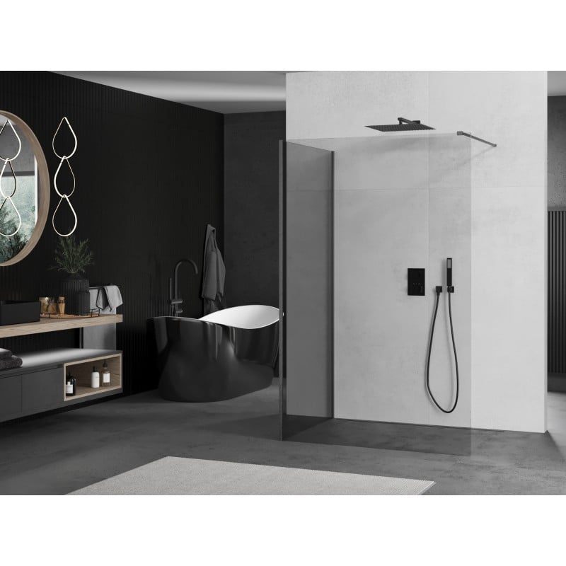 Mexen Kioto Duschwand Walk-in 90 x 80 cm, transparent, gebürstetes Gun Gray - 800-090-212-66-00-080