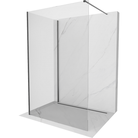 Mexen Kioto Duschwand Walk-in 100 x 80 cm, transparent, gebürstetes Waffengrau - 800-100-212-66-00-080