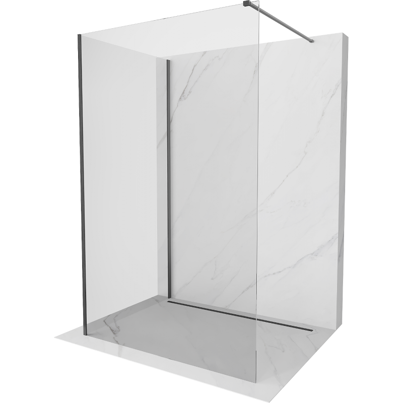 Mexen Kioto Duschwand Walk-in 140 x 80 cm, transparent, gebürstetes Gun Gray - 800-140-212-66-00-080
