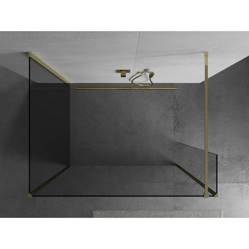 Mexen Kioto Duschwand Walk-in 110 x 105 x 30 cm, transparent, gold - 800-110-105-221-50-00-030