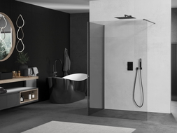 Mexen Kioto Duschwand Walk-in 100 x 100 cm, transparent, gebürstet gun gray - 800-100-212-66-00-100