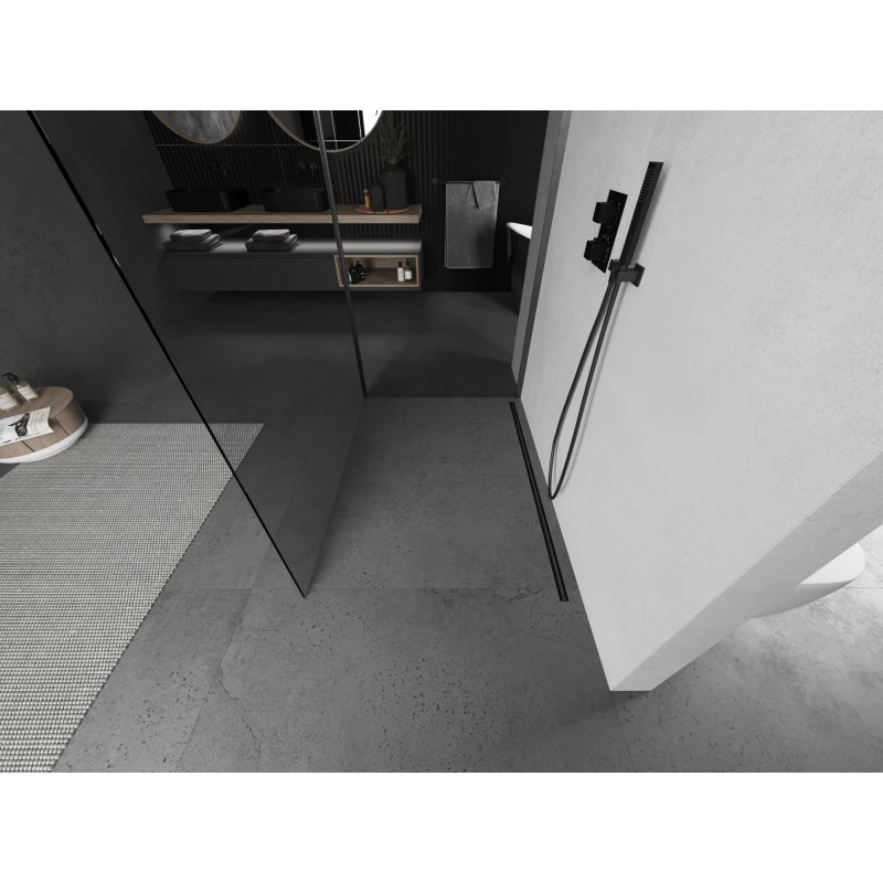 Mexen Kioto Duschwand Walk-in 105 x 100 cm, transparent, gebürstetes Gun Gray - 800-105-212-66-00-100