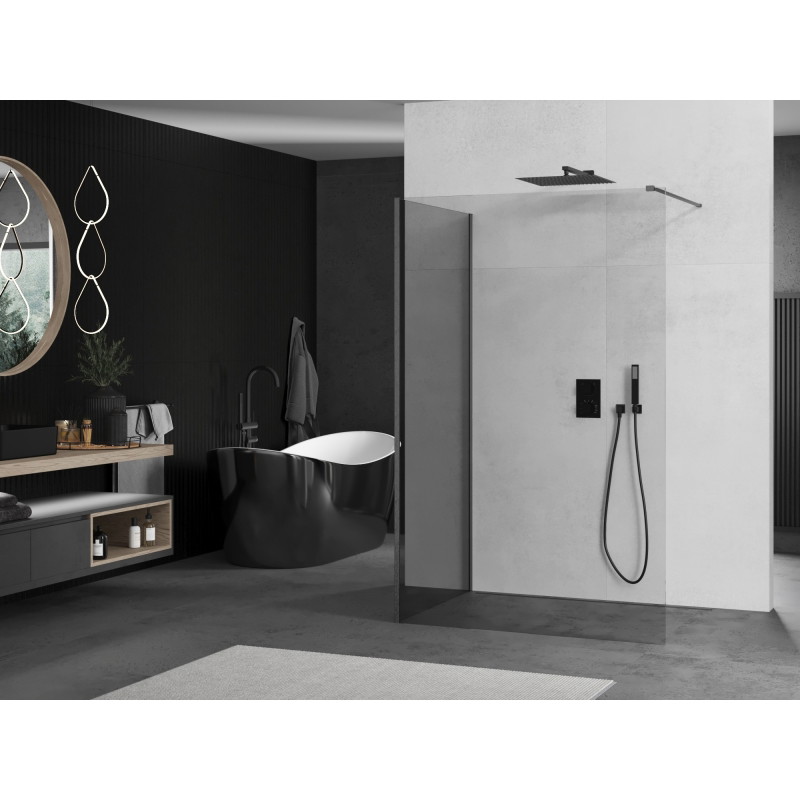 Mexen Kioto Duschwand Walk-in 115 x 90 cm, transparent, gebürstet Gun Gray - 800-115-212-66-00-090