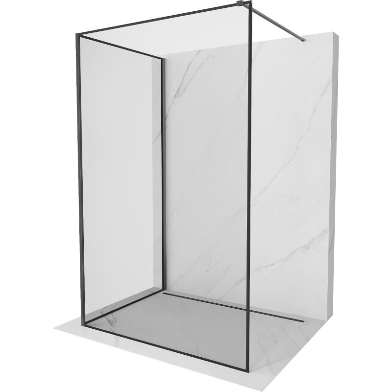 Mexen Kioto Duschwand Walk-in 90 x 70 cm, schwarzer Rahmen, gebürstet Gun Gray - 800-090-212-66-70-070