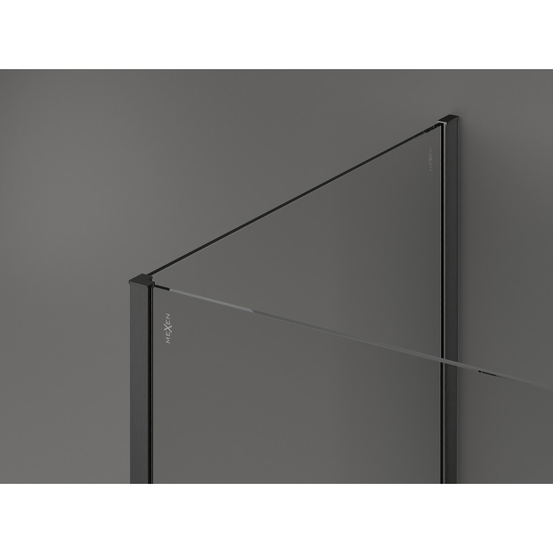 Mexen Kioto Duschwand Walk-in 130 x 70 cm, schwarzer Rahmen, gebürstet in Gun Gray - 800-130-212-66-70-070