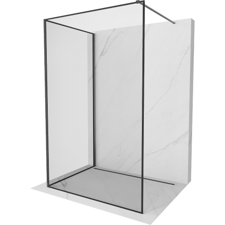 Mexen Kioto Duschwand Walk-in 130 x 90 cm, schwarzer Rahmen, gebürstet Gun Gray - 800-130-212-66-70-090