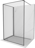 Mexen Kioto Duschwand Walk-in 130 x 110 cm, schwarzer Rahmen, gebürstetes Gun Grau - 800-130-212-66-70-110