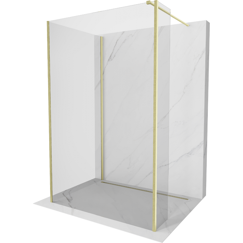 Mexen Kioto Walk-in Duschwand 90 x 70 x 30 cm, transparent, gebürstetes Gold - 800-090-070-221-55-00-030