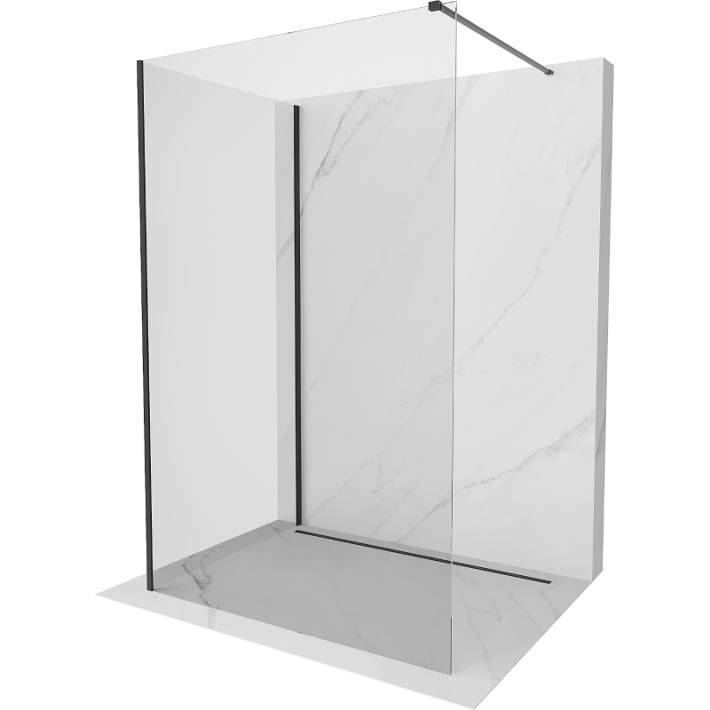 Mexen Kioto Walk-in-Duschwand 110 x 70 cm, transparent, schwarz - 800-110-212-70-00-070