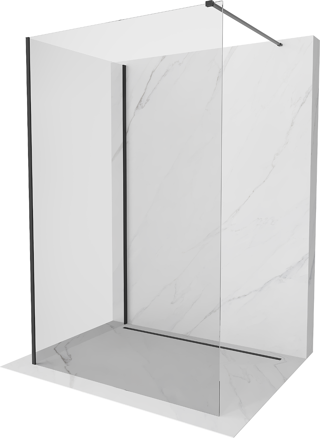 Mexen Kioto Walk-in-Duschwand 110 x 70 cm, transparent, schwarz - 800-110-212-70-00-070