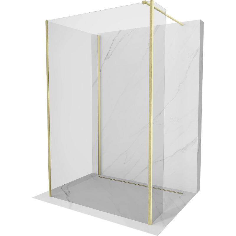 Mexen Kioto Duschwand Walk-in 100 x 80 x 30 cm, transparent, gebürstetes Gold - 800-100-080-221-55-00-030