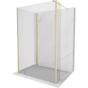 Mexen Kioto Duschwand Walk-in 90 x 80 x 30 cm, transparent, gold gebürstet - 800-090-080-221-55-00-030