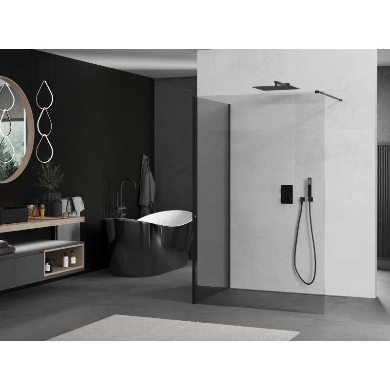 Mexen Kioto Duschwand Walk-in 90 x 80 cm, transparent, schwarz - 800-090-212-70-00-080