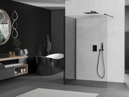 Mexen Kioto Duschwand Walk-in 110 x 80 cm, transparent, schwarz - 800-110-212-70-00-080