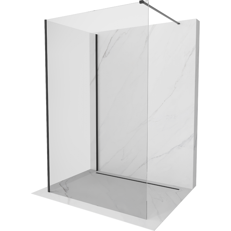 Mexen Kioto Duschwand Walk-in 100 x 85 cm, transparent, schwarz - 800-100-212-70-00-085