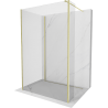 Mexen Kioto Dusche Wand Walk-in 125 x 80 x 30 cm, transparent, mit gebürstetem Gold - 800-125-080-221-55-00-030