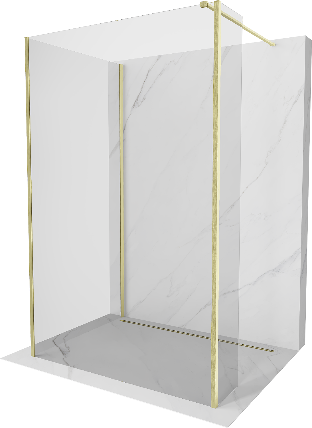 Mexen Kioto Walk-in-Dusche 140 x 80 x 30 cm, transparent, gebürstet Gold - 800-140-080-221-55-00-030