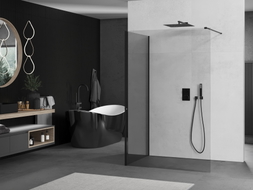 Mexen Kioto Duschwand Walk-in 100 x 90 cm, transparent, schwarz - 800-100-212-70-00-090