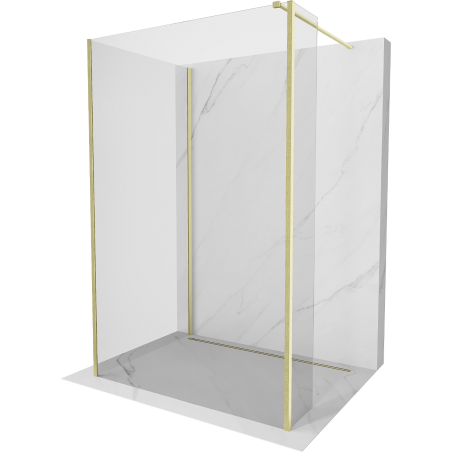 Mexen Kioto Duschwand Walk-in 100 x 95 x 30 cm, transparent, gebürstetes Gold - 800-100-095-221-55-00-030