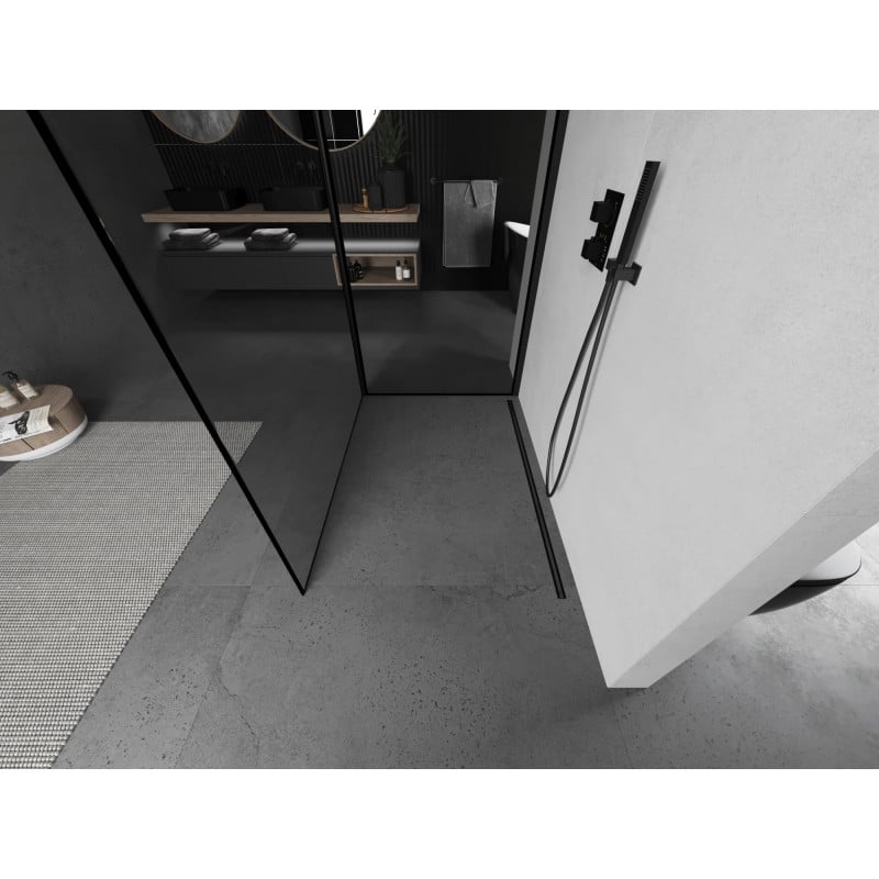 Mexen Kioto Duschwand Walk-in 120 x 80 cm, schwarzer Rahmen, schwarz - 800-120-212-70-70-080